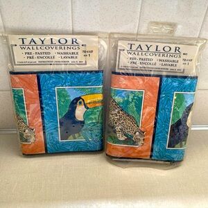 Two (2)‎ Vintage Taylor Wallcoverings Wall Border  5yds Each Animals Tropical